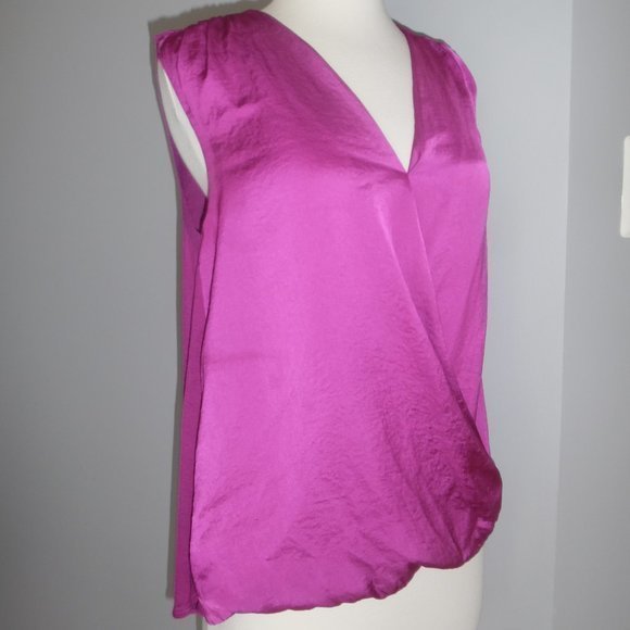 Vince V Neck Sleeveless Fuchsia Bright Purple Tee‎ Tank Top Knit Blouse Small - Picture 7 of 8